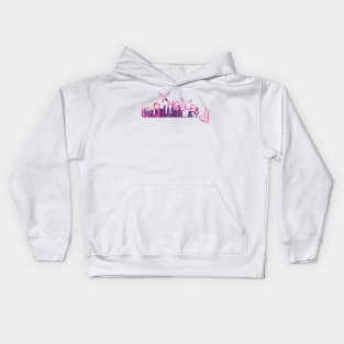 Zoolos LA Dreams: Pink and Purple Watercolor Letter Art with Iconic Landmarks – Exclusive Los Angeles Tee Kids Hoodie